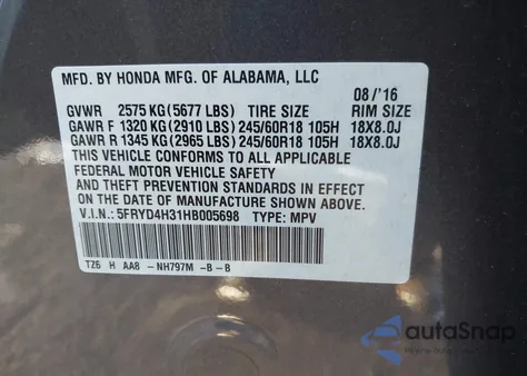 2017 Acura Mdx z USA, uszkodzony, nr VIN 5FRYD4H31HB005698